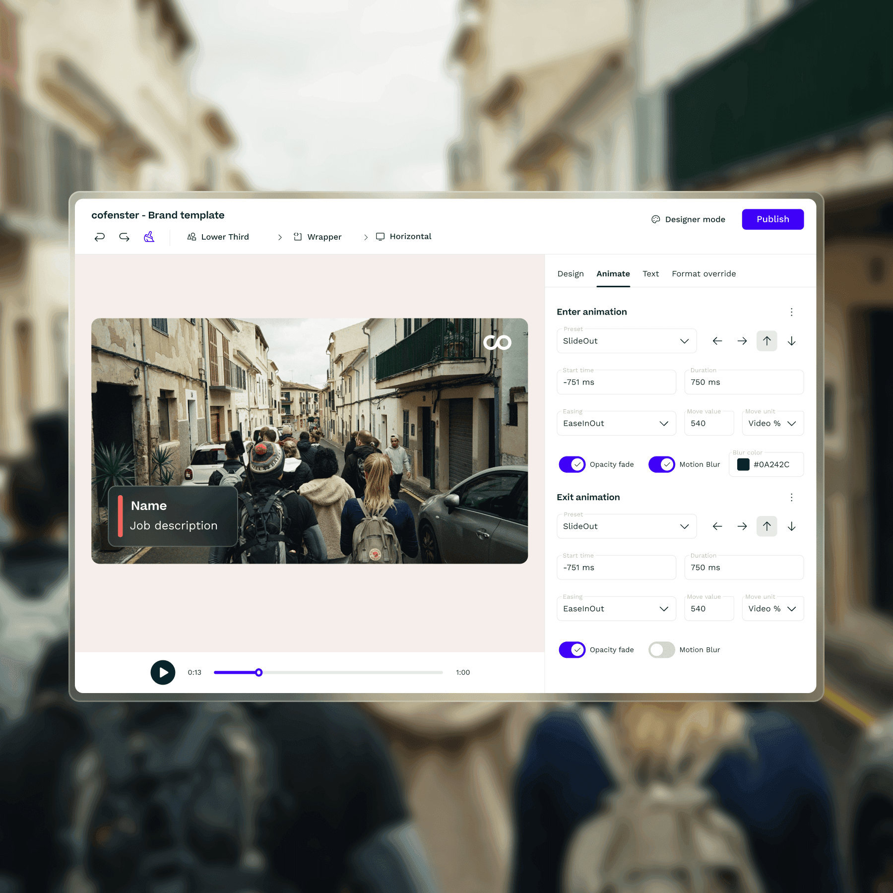 Template editor interface